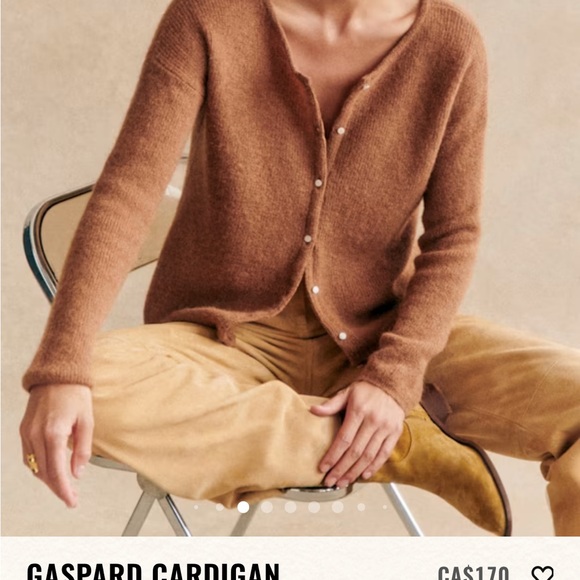 Sezane Chestnut Button-Up Cardigan - Picture 2 of 7